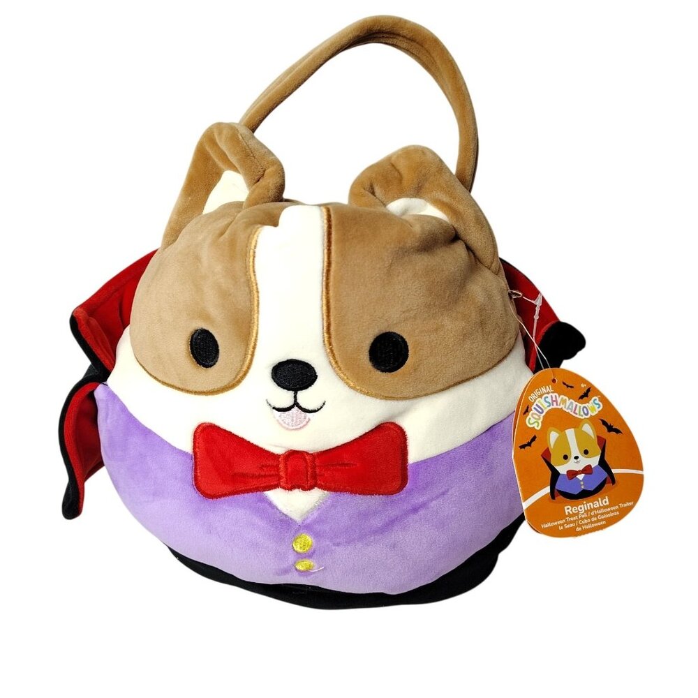 Original Squishmallows Reginald The Vampire Corgi Halloween 12" Plush Treat Pail